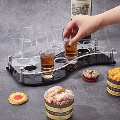 12 Holes S Shaped Transparent Acrylic Wine Glass Organizer Holder with Black Base&nbsp;ODIS-WH0019-13
