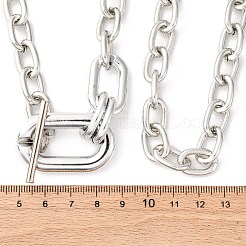 合金二重層楕円形ペンダントネックレス  プラチナ  14.37~21.26インチ（36.5~54cm）  2個/セット&nbsp;NJEW-Z078-01P
