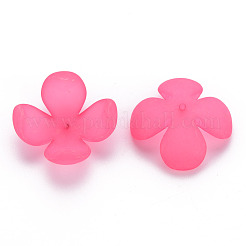 つや消しアクリルビーズキャップ  4花びら  花  ミックスカラー  27x27x11mm  穴：1.8mm  約276個/500g&nbsp;MACR-S371-06A