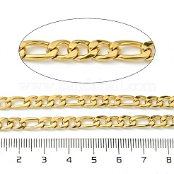 10m イオンプレーティング(IP) 304 ステンレススチール フィガロチェーン  溶接されていない  スプールで  18KGP本金メッキ  10.5x5.5x2ミリ＆8x5.5x2mm  約32.81フィート（10m）/ロール&nbsp;CHS-G035-02D-G