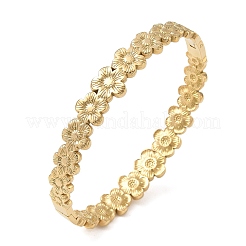 304ステンレススチール製ヒンジ付きカフバングル  花  18KGP本金メッキ  内径：1.97インチ（5cm）x2.36インチ（6cm）&nbsp;SA-CBAB92B-16G