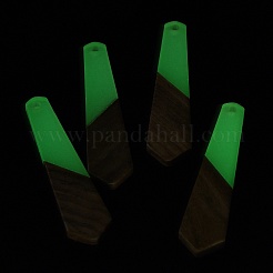 ダークウッドとレジンのペンダント  ポリゴンのチャーム  キャメル  49x12x3mm  穴：2mm&nbsp;WOOD-H104-01