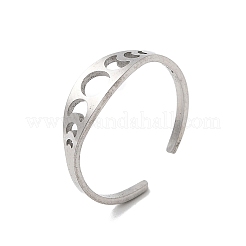 Adjustable 304 Stainless Steel Cuff Rings for Women&nbsp;RJEW-F199-01P