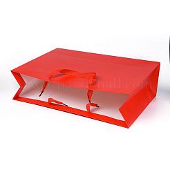 クラフト紙袋  ハンドル付き  ギフトバッグ  ショッピングバッグ  長方形  レッド  28x40x12.2cm&nbsp;AJEW-F005-04-D