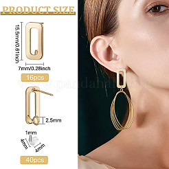 16Pcs Brass Rectangle Stud Earring Findings&nbsp;KK-BC0008-51