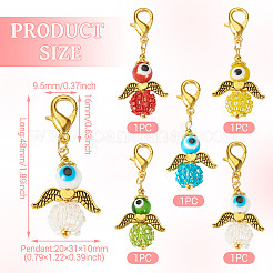 5Pcs 5 Colors Angel Glass Seed Bead Pendant Decorations&nbsp;HJEW-TA0001-31