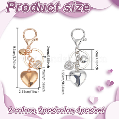 4Pcs 2 Colors Resin Rhinestone Keychains&nbsp;KEYC-GA0001-51