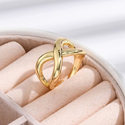 Rack Plating Brass Cuff Finger Rings for Women&nbsp;RJEW-M028-19G