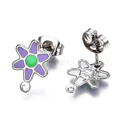 304 Stainless Steel Enamel Stud Earring Findings&nbsp;STAS-T052-43P-04