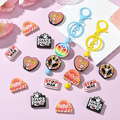 20Pcs 5 Styles Stop War Love Peace Themen Silicone Focal Beads&nbsp;SIL-CJ0002-11