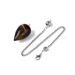 Natural Tiger Eye Dowsing Pendulum Pendants&nbsp;AJEW-N005-02H