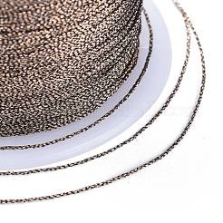 ポリエステル編組メタリック糸  DIYの編みこみのブレスレット作りと刺繡のために  コーヒー  0.4mm  6プライ  約54.68ヤード（50m）/ロール&nbsp;OCOR-I007-B-28