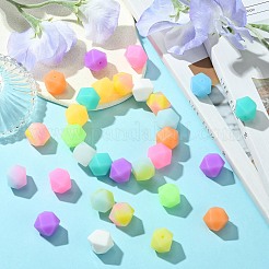 50Pcs Luminous Hexagon Food Grade Silicone Beads&nbsp;SIL-CJ0001-39