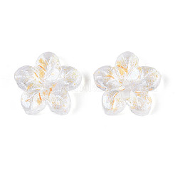 ベーキングペイント透明ガラスビーズ  5  - 花びらの花  グリッターパウダー付き  透明  12~12.5x12.5~13x3.5~4mm  穴：1.2~1.4mm  約1695個/1000g&nbsp;DGLA-N014-08A-01