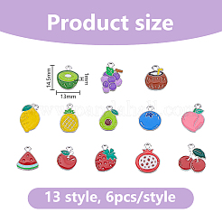 78Pcs 13 Styles Mixed Fruit Alloy Enamel Charms&nbsp;ENAM-DC0002-31P