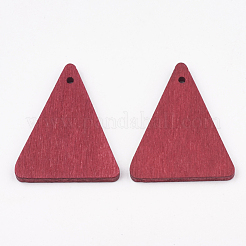 ナシ木のペンダント  染め  三角形  ミックスカラー  32x26x3mm  穴：1.6mm&nbsp;WOOD-T010-10-M