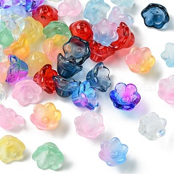10色のガラスビーズキャップ  ユリの花  ミックスカラー  12x8mm  穴：1.4mm  5個/カラー&nbsp;GLAA-YW0003-75