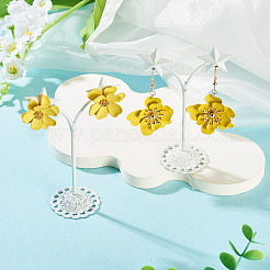 2 Pairs 2 Styles Iron Flower Dangle Earrings and Sweet and Stylish Multi-layer Petal Flower Stud Earrings&nbsp;EJEW-TA0001-80C