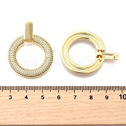 真鍮マイクロペーブクリアキュービックジルコニアスタッドピアス  カドミウムフリー＆鉛フリー  ラックめっき  18KGP本金メッキ  リング  37.5x29mm&nbsp;EJEW-C147-01A-G