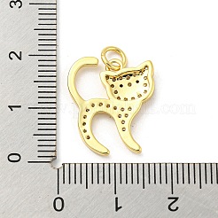 真鍮製マイクロパヴェキュービックジルコニアペンダント  カドミウムフリー＆鉛フリー  猫の形  透明  18.5x15.5x2.7mm&nbsp;FIND-Z023-03B