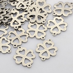 変色防止フィリグリークローバー304ステンレススチールリンクコネクター  ステンレス鋼色  21x16x1mm  穴：1mm&nbsp;STAS-N015-09