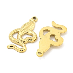 PVD真空メッキ304ステンレスペンダント  スネークチャーム  18KGP本金メッキ  26x14x2.5mm  穴：1.5mm&nbsp;STAS-L278-84G