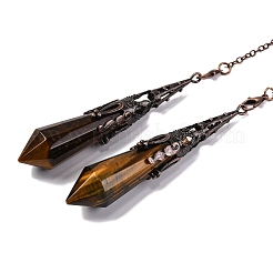 Natural Tiger Eye Pointed Dowsing Pendulum Big Pendants&nbsp;G-H285-06R-A02