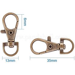 合金製回転式ナスカンカニカン  スイベルスナップフック  ミックスカラー  35x13mm  穴：6mm&nbsp;PALLOY-PH0012-26