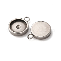 201 ステンレススチールペンダントカボションセッティング  フラットラウンド  ステンレス鋼色  トレイ：8.5mm  12.5x10x2.5mm  穴：1.8mm&nbsp;STAS-D379-04C-P