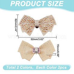 4個2色のラインストーン蝶結び靴飾り  鉄の取り外し可能な靴のバックル クリップ  ミックスカラー  62x92x15mm  2個/カラー&nbsp;AJEW-HY0001-78