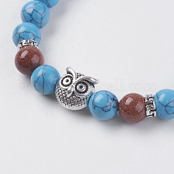 Synthetic Turquoise and Goldstone Beads Stretch Bracelets&nbsp;BJEW-I241-09A