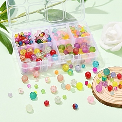 452Pcs 6 Style Transparent Crackle & Frosted Glass Beads&nbsp;CCG-YW0001-07