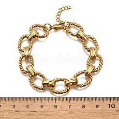 女性用304ステンレススチールオーバルリンクチェーンブレスレット  イオンプレーティング（ip）  ゴールドカラー  長さ7-1/8インチ(18cm)+28mmエクステンダー&nbsp;BJEW-R021-09G