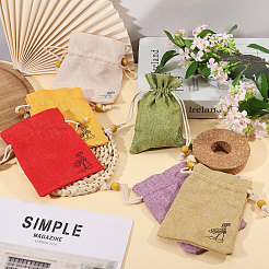 24Pcs 6 Colors Flower Printed Cloth Drawstring Bags&nbsp;ABAG-CA0001-22B
