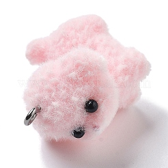 樹脂チャーム  プラチナ鉄ループ付き  犬  ラベンダーブラッシュ  28.5x21x26mm  穴：2mm&nbsp;RESI-Q007-06C