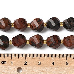 天然石マホガニーオブシディアンビーズ連売り  シードビーズで  多面カット  ツイスト  10x9~10x9~10mm  穴：1mm  約33~34個/連  15.04''~15.35''（38.2~39センチメートル）&nbsp;G-U023-A12-01
