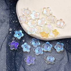 透明ガラスビーズ  花  クリアAB  12x13x3mm  穴：1.2mm&nbsp;GLAA-YW0003-12