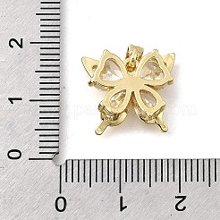 真鍮製マイクロパヴェキュービックジルコニアチャーム  蝶  18KGP本金メッキ  13.5x16x6.5mm  穴：4x2.5mm&nbsp;KK-N254-226G-01
