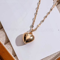 女性用合金製ハート＆フラワーフレンチフックピアス＆ペンダントネックレスセット  ゴールドカラー  ネックレス：16.54インチ（42cm）  ピアス：85x15mm&nbsp;WG5521E-01