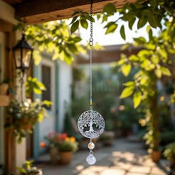 2Pcs 201 Stainless Steel Tree of Life Shape & Rainbow Crystal Glass Hanging Suncatcher&nbsp;HJEW-TA00446