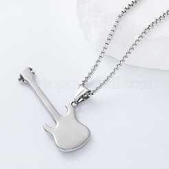 Vintage 304 Stainless Steel Flame Rock Guitar Pendant Necklaces for Men and Women&nbsp;PN9631