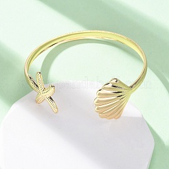 Brass Open Cuff Bangles for Women&nbsp;BJEW-R024-01G