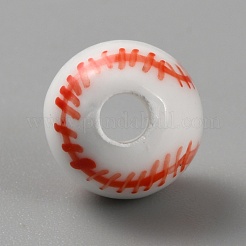 手作りの陶器ビーズ  野球  サンゴ  11.5x12mm  穴：4mm&nbsp;PORC-TAC0009-02B