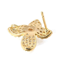 真鍮製マイクロパヴェキュービックジルコニアスタッドピアス金具（ループ付き）  花  18KGP本金メッキ  18x18mm  穴：1.6mm  ピン：0.8mm&nbsp;CU-CBA1682-05G