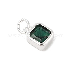 925 Sterling Silver Pave Cubic Zirconia Square Charms with Jump Rings and 925 Stamp&nbsp;STER-D288-05S-01