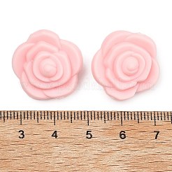 食品グレードの環境に優しいシリコーンビーズ  両面バラ  ピンク  20.5x12.5mm  穴：2mm&nbsp;FIND-WH0125-43L