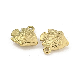 イオンプレーティング（IP）304ステンレススチールチャーム  魚のチャーム  18KGP本金メッキ  13x12.5x4mm  穴：1.5mm&nbsp;STAS-I307-535G