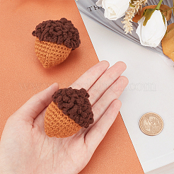 かぎ針編みの毛糸のどんぐりのペンダントの装飾  お祭り＆パーティーデコレーション用品用  コーヒー  67x46x41mm&nbsp;HJEW-WH0007-15