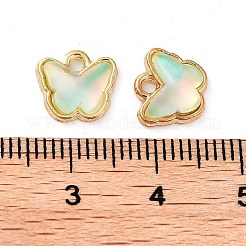 ラックメッキ合金ガラスチャーム  蝶  ゴールドカラー  甘露  9x9.5x3.5mm  穴：1mm&nbsp;FIND-Q099-07G-05