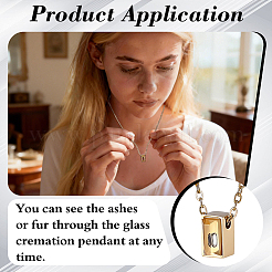 304 Stainless Steel with Clear Glass Rectangle Pendant Urn Ashes Necklaces for Women Men&nbsp;NJEW-WH0013-83G